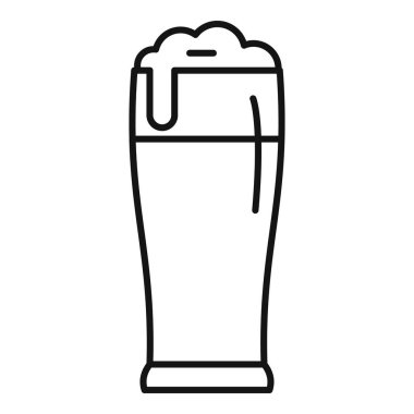 Bir bardak biranın köpüklü kafasının basit siyah beyaz çizgisi.