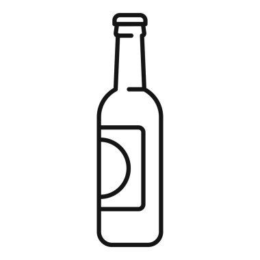Boş etiketli sıradan bir bira şişesinin çizgi çizimi