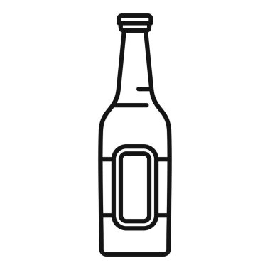 Boş etiketli bir şişenin çizgi sanat simgesi, bira ya da diğer markalar için mükemmel.