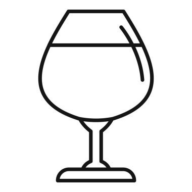 Beyaz arka planda izole edilmiş ana hatlı bir bardak alkol brendi ikonu.