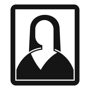 Bir iş kadınının basit simgesi çerçevelenir, bir online hesabı veya kullanıcı profilini temsil eder