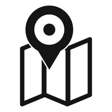 Siyah konum simgesi, biçimlendirilmiş kağıt haritasında belirli bir noktayı işaretliyor