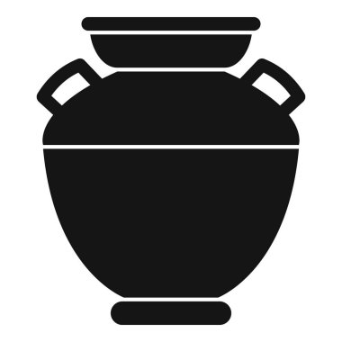 Eski bir Yunan vazosunun siyah silüeti, iki saplı, bir kaide üzerinde duruyor, tarih ve kültürü çağrıştırıyor.