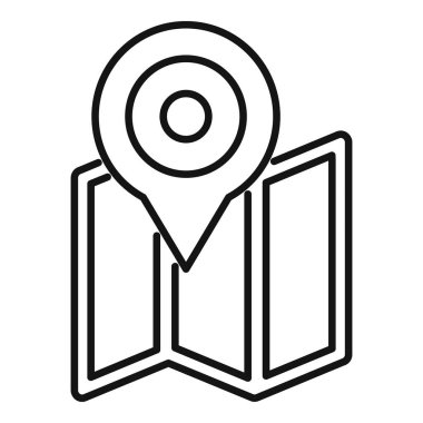 Harita iğnesinin siyah ve beyaz çizgisi katlanmış kağıt harita üzerindeki bir konumu gösterir