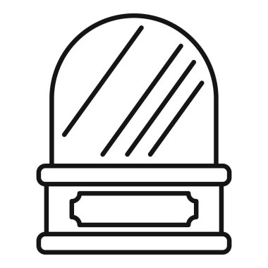 Müzede ürün sergilemek için yuvarlak kapaklı boş cam vitrin simgesi