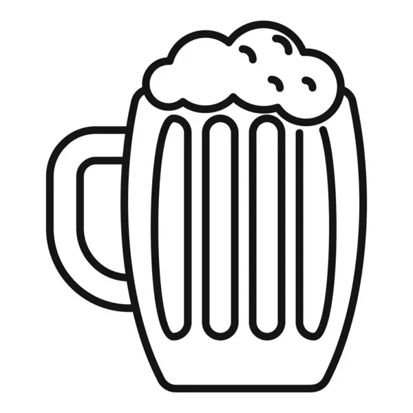 stock vector Simple line drawing of a beer mug with foam, evoking a refreshing and enjoyable drinking experience