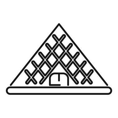 Louvre Müzesi 'nin sembolik cam piramit girişi çizilmiş.