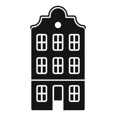 Geleneksel tuğladan ev cephesinin basit siyah-beyaz çizimi, birden fazla pencere ve merkezi bir kapı içeriyor.