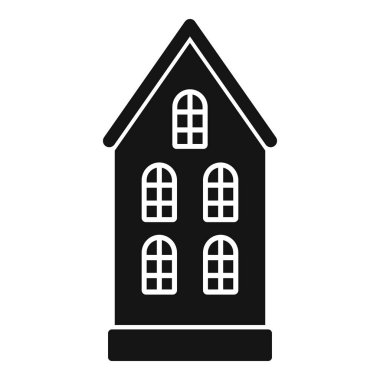 Web tasarımı, logo, uygulama, ui için uygun, birden fazla penceresi olan geleneksel bir Hollandalı evi temsil eden siyah sembol