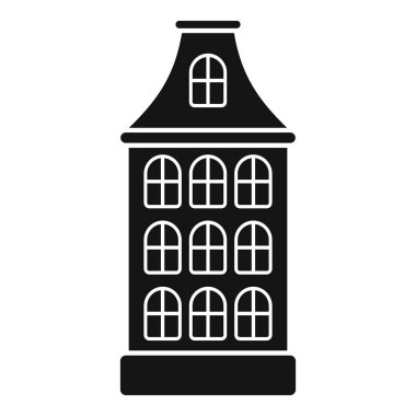 Kemerli pencereli geleneksel bir Hollandalı evinin siyah silueti