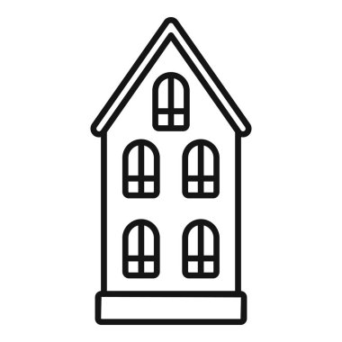 Bir belediye binasını temsil eden basit bir çizgi çizimi, mimarlık veya emlak temaları için ideal