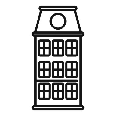 Üç sıra pencereli geleneksel bir Hollandalı bina cephesinin basit çizimi