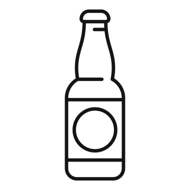 Tasarımlarınız için yuvarlak etiketli bir bira şişesinin simgesi.
