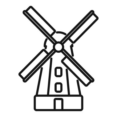 Klasik Hollanda yel değirmeni. Büyük pervaneler dönüyor ve yeşil enerji üretiyor.