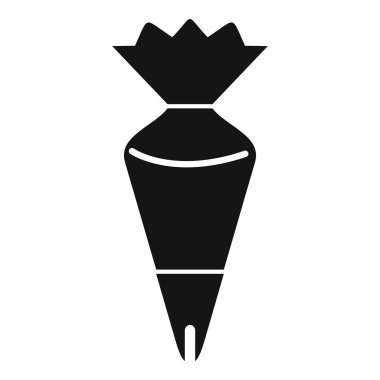 Pasta ve kekleri süslemek için kremayla dolu bir pasta poşetinin siyah silueti.