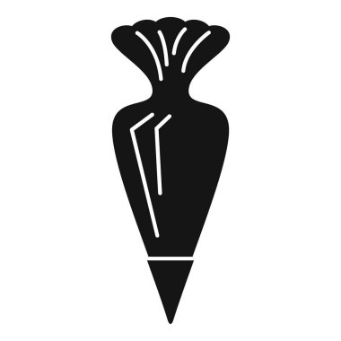 Krema için bir hamur torbasının siyah siluet simgesi, beyaz arka planda izole edilmiş.