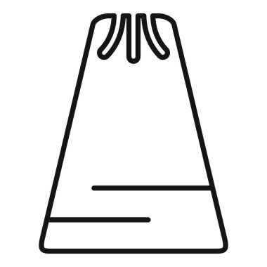 Genellikle mutfaklarda bulunan tuz dolu bir kese kağıdını tasvir eden basit siyah beyaz çizim.