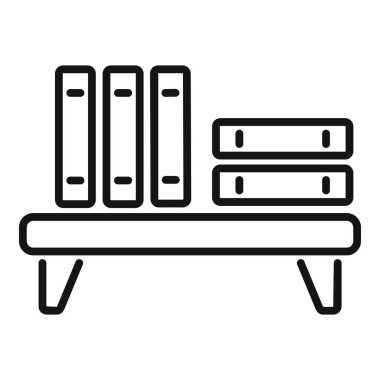 Kitap rafının siyah ve beyaz çizimleri beyaz arkaplana karşıdır