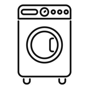 Yuvarlak kapılı çamaşır makinesinin simgesi. Çamaşırları ve ev işlerini temsil etmek için mükemmel.