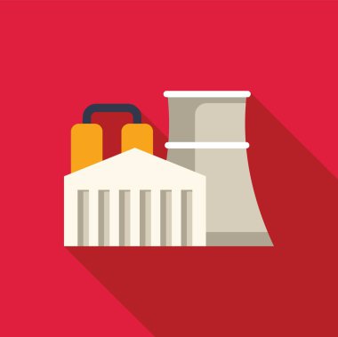 Elektrik üreten bir nükleer santralin düz tasarım çizimi