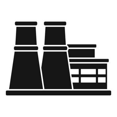 Elektrik üreten bir enerji santralinin siyah silueti, endüstriyel enerji üretiminin bir sembolü.