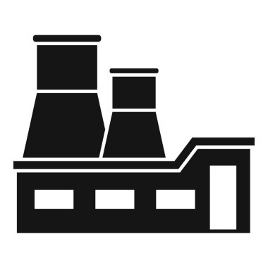 Elektrik üreten bir nükleer santralin siyah silueti.
