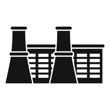 İki bacası olan büyük bir fabrika binasının siyah silueti.