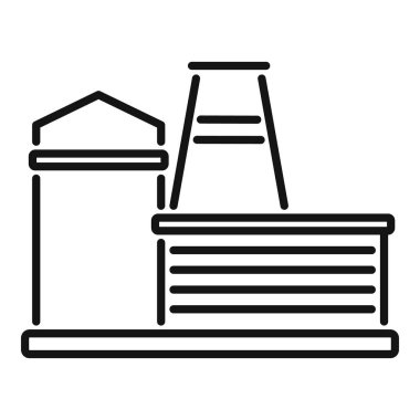 Su yüzeyinde duran bir petrol çıkarma platformunu temsil eden siyah ve beyaz çizgi çizimi