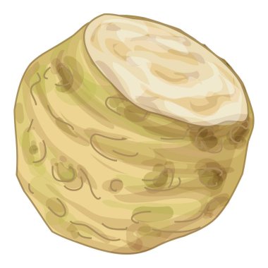 Beyaz arkaplanda bir kesit gösteren bir kereviz kökü tasviri