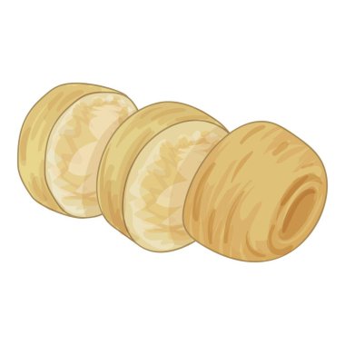 Sliced jicama root vegetable showing the white flesh inside the rough brown skin clipart