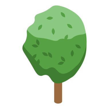 Beyaz arka planda büyüyen yeşil yuvarlak ağaç, yeşil yapraklı bir ağacın basit bir çizimi