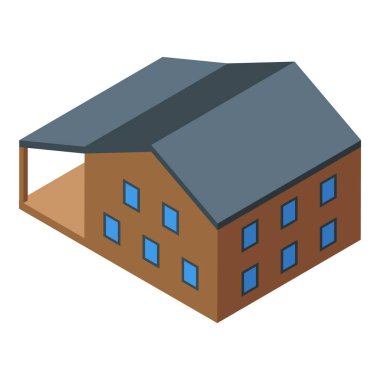 Teras izometrik manzaralı modern ahşap ev, banliyö mimarisi binası