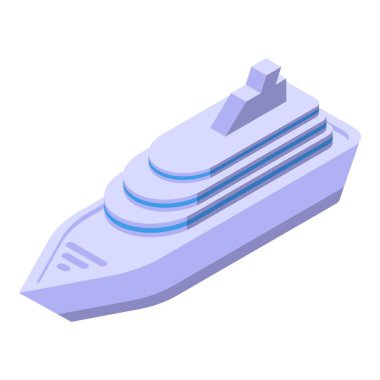 Okyanus dalgalarında seyreden modern yolcu gemisi, su konseptiyle izometrik yolculuk