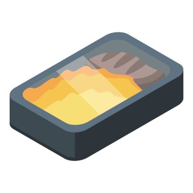 İçinde balık ve patates püresi bulunan plastik beslenme çantası.