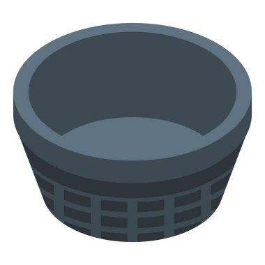 Boş, gri çamaşır sepeti evde yıkanan giysiler için duruyor.