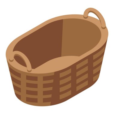 Boş oval hasır sepet hasat veya depolama için tutacakları ile ayakta