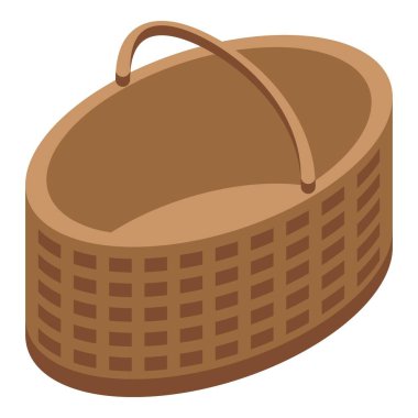 Boş oval hasır sepet taze ürünlerle doldurulmayı bekliyor.