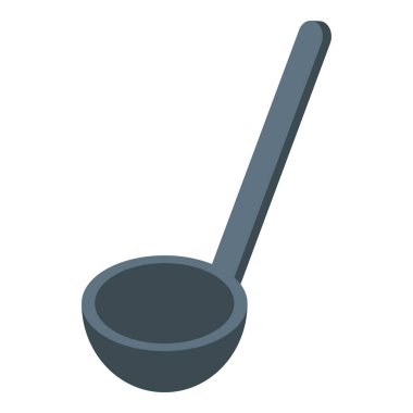 Koyu gri çorba kepçesi akşam yemeği için sıcak yemek, mutfak gereçleri ev ya da restoran için