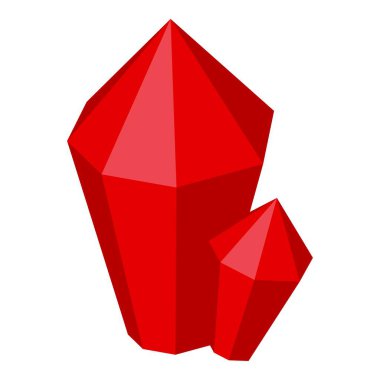 Beyaz zemin üzerinde duran iki kırmızı kristal basit ama büyüleyici bir görsel yaratıyor.