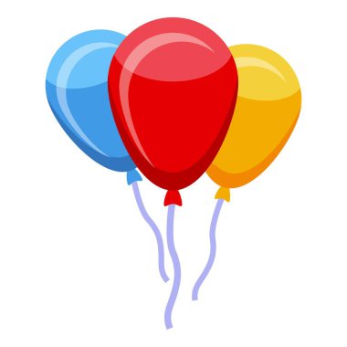 Kurdeleli üç renkli balon, parti veya kutlama görselleri için mükemmel.