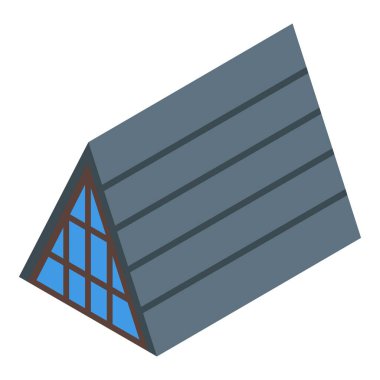 Tavan arası izometrik ikona sahip modern çatı inşaat ve yenileme kavramını gösteriyor