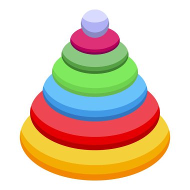 Bu renkli oyuncak piramidi erken çocukluk eğitimi, oyun temelli öğrenme ve çocuk gelişimi kavramlarını göstermek için mükemmeldir.