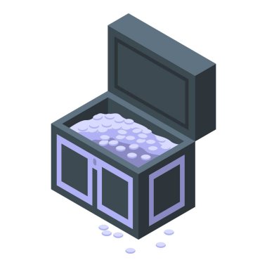 Gümüş paralarla dolu eski sandık, zenginlik ve bolluk öneriyor.