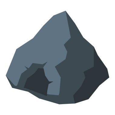 Mağara oluşturan büyük gri kaya beyaz arka planda izole edilmiştir.