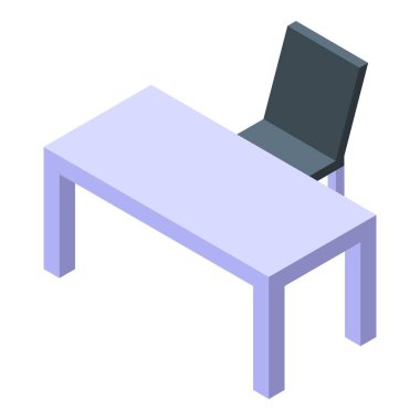 Sandalyesi olan modern ofis masası bir çalışanın çalışmasını bekliyor.