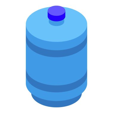 Büyük mavi plastik su şişesi izometrik ikon. Susuz kalmamak için canlandırıcı bir içecek.