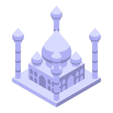 Hindistan turizmini ve ünlü simgeleri temsil eden Isometric Tac Mahal binası