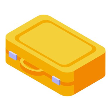 Sarı çanta ayakta duruyor, iş gezisine ya da ofiste bir güne hazır.