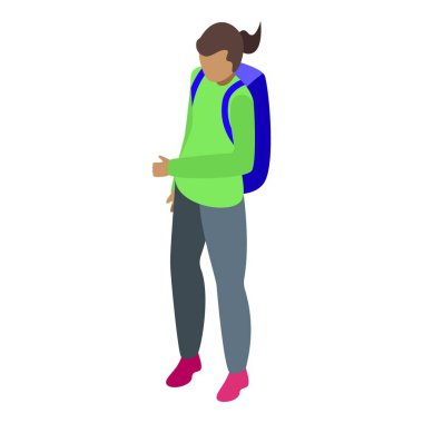 Sırt çantası taşıyan kadın turist seyahate çıkıyor.