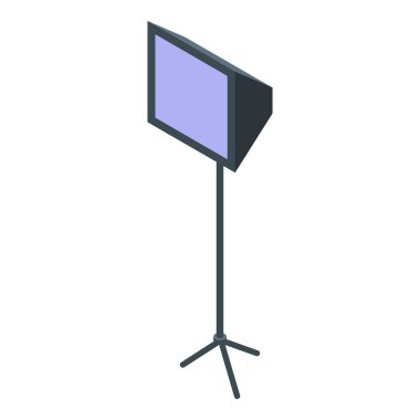 Profesyonel stüdyo ışığı bir tripodun üzerinde duruyor, bir fotoşopun veya video prodüksiyonunun setini aydınlatıyor